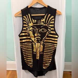 Black and Gold Sleeveless Knit Top